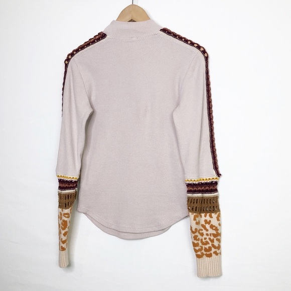 Free People large switch it up thermal tan embellished crochet cup top - Picture 9 of 11